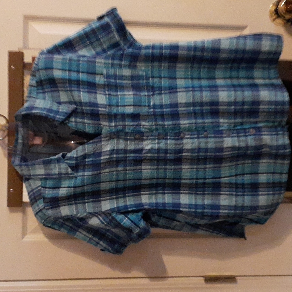 White Stag plaid, button down blouse.
